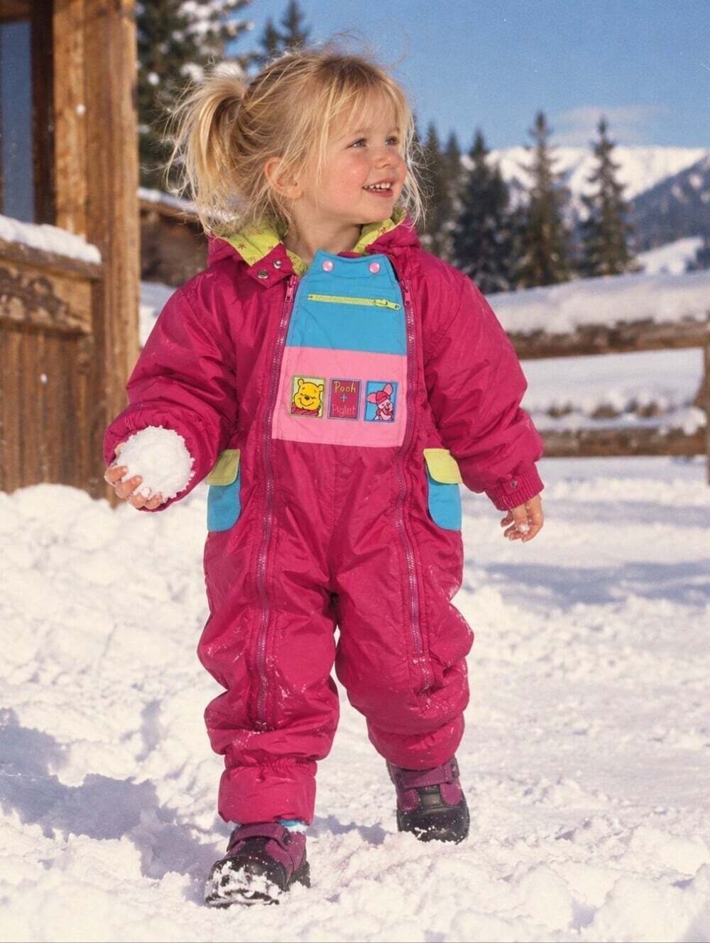 Vintage Disney Baby Winnie the Pooh Piglet Snowsuit 18-24M Pink Y2K Bunting